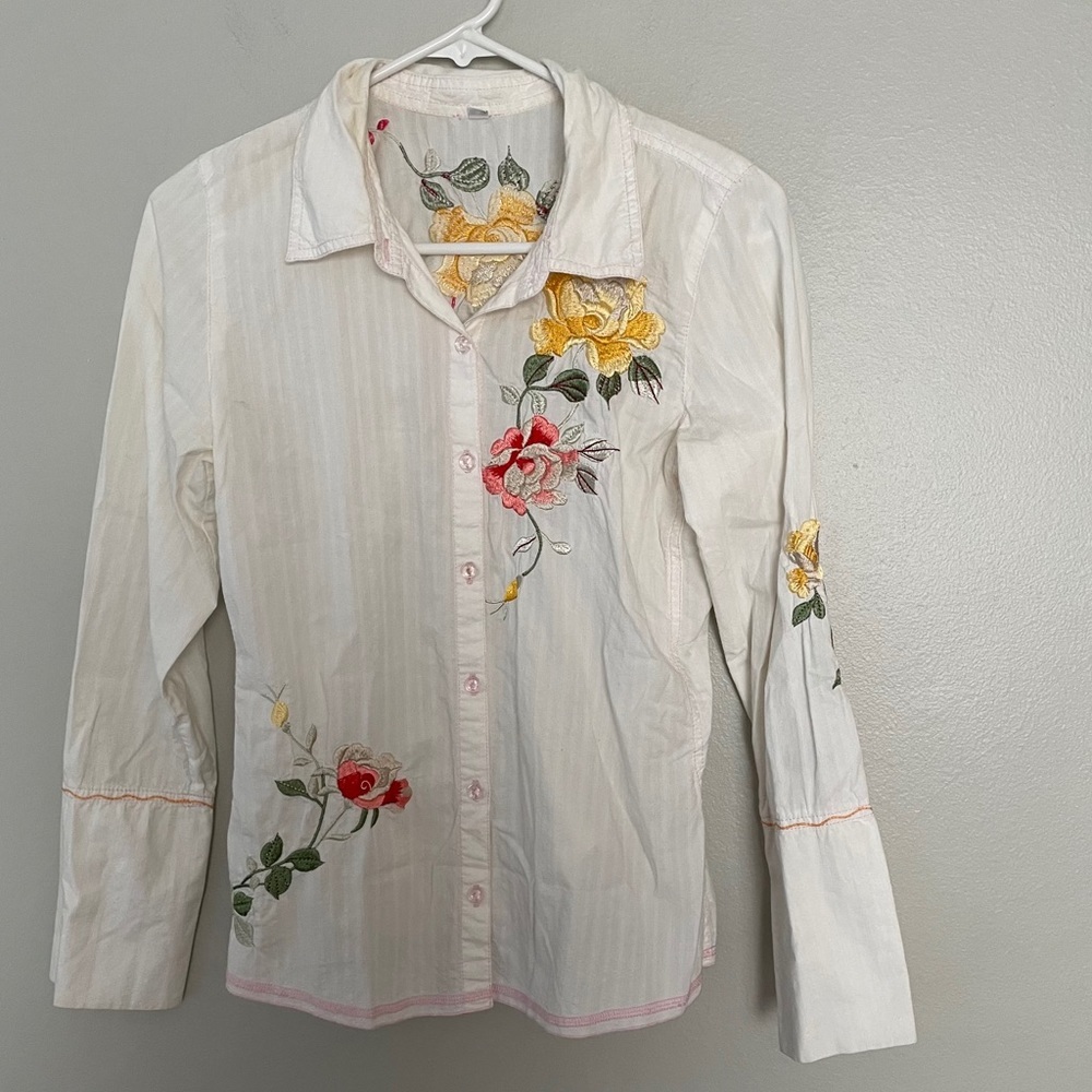 Johnny Was Button embroidered Blouse